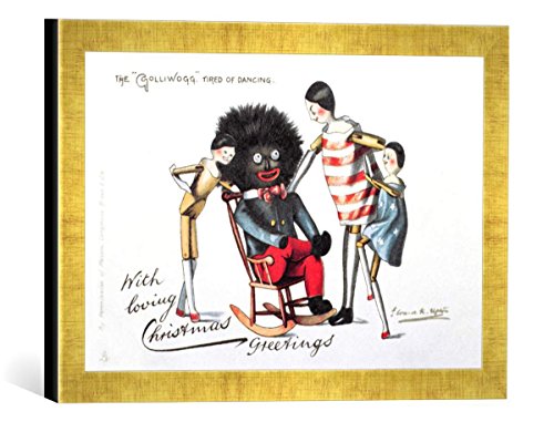 Gerahmtes Bild von Anonymous Victorian Christmas Card, Kunstdruck im hochwertigen handgefertigten Bilder-Rahmen, 40x30 cm, Gold Raya von kunst für alle