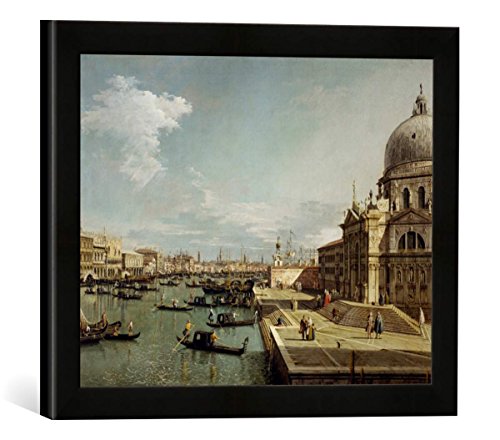 Gerahmtes Bild von Antonio Canal Mündung des Canal Grande und Kirche Santa Maria Della Salute, Kunstdruck im hochwertigen handgefertigten Bilder-Rahmen, 40x30 cm, Schwarz matt von kunst für alle