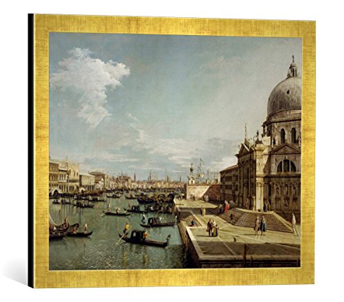 Gerahmtes Bild von Antonio Canal Mündung des Canal Grande und Kirche Santa Maria Della Salute, Kunstdruck im hochwertigen handgefertigten Bilder-Rahmen, 60x40 cm, Gold Raya von kunst für alle