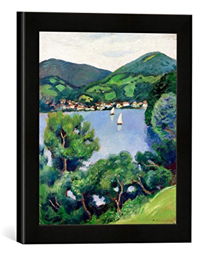 Gerahmtes Bild von August Macke Ansicht vom Tegernsee, Kunstdruck im hochwertigen handgefertigten Bilder-Rahmen, 30x30 cm, Schwarz matt von kunst für alle
