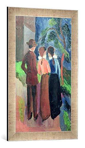 Gerahmtes Bild von August Macke The Walk, 1914", Kunstdruck im hochwertigen handgefertigten Bilder-Rahmen, 40x60 cm, Silber Raya von kunst für alle