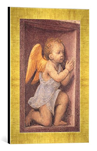Gerahmtes Bild von Bernardino Luini Anbetender Engel, Kunstdruck im hochwertigen handgefertigten Bilder-Rahmen, 30x40 cm, Gold Raya von kunst für alle