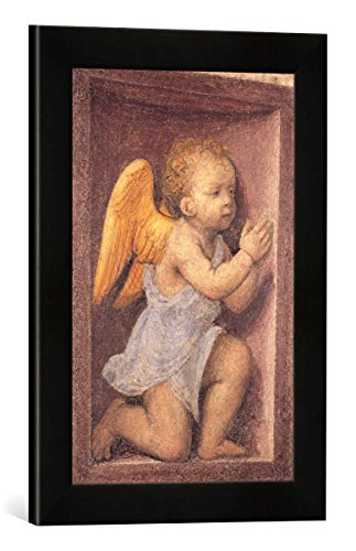 Gerahmtes Bild von Bernardino Luini Anbetender Engel, Kunstdruck im hochwertigen handgefertigten Bilder-Rahmen, 30x40 cm, Schwarz matt von kunst für alle