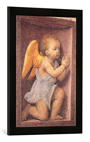 Gerahmtes Bild von Bernardino Luini Anbetender Engel, Kunstdruck im hochwertigen handgefertigten Bilder-Rahmen, 40x60 cm, Schwarz matt von kunst für alle