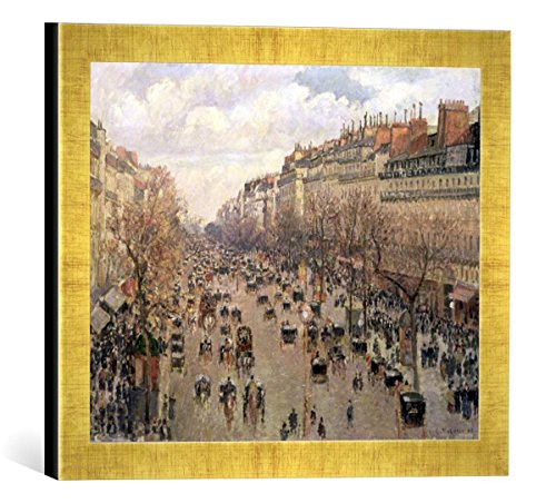 Gerahmtes Bild von Camille Pissarro Boulevard Montmartre, Afternoon Sun, 1897", Kunstdruck im hochwertigen handgefertigten Bilder-Rahmen, 40x30 cm, Gold Raya von kunst für alle