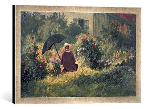 Gerahmtes Bild von Carl Spitzweg Der Maler im Garten, Kunstdruck im hochwertigen handgefertigten Bilder-Rahmen, 60x40 cm, Silber Raya von kunst für alle