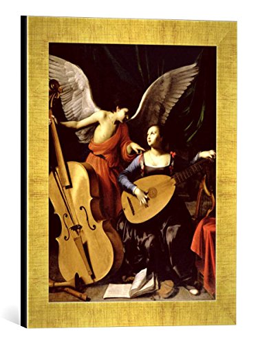 Gerahmtes Bild von Carlo Saraceni Saint Cecilia and The Angel, Kunstdruck im hochwertigen handgefertigten Bilder-Rahmen, 30x40 cm, Gold Raya von kunst für alle