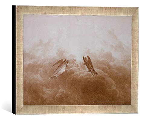 Gerahmtes Bild von Caspar David Friedrich Angel in Prayer, c.1826-34", Kunstdruck im hochwertigen handgefertigten Bilder-Rahmen, 40x30 cm, Silber Raya von kunst für alle