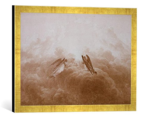 Gerahmtes Bild von Caspar David Friedrich Angel in Prayer, c.1826-34", Kunstdruck im hochwertigen handgefertigten Bilder-Rahmen, 60x40 cm, Gold Raya von kunst für alle