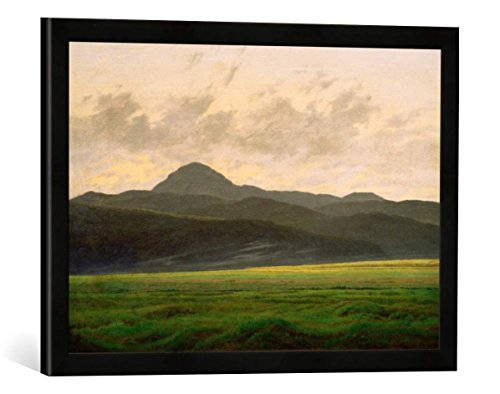 Gerahmtes Bild von Caspar David Friedrich Berglandschaft in Böhmen, Kunstdruck im hochwertigen handgefertigten Bilder-Rahmen, 60x40 cm, Schwarz matt von kunst für alle