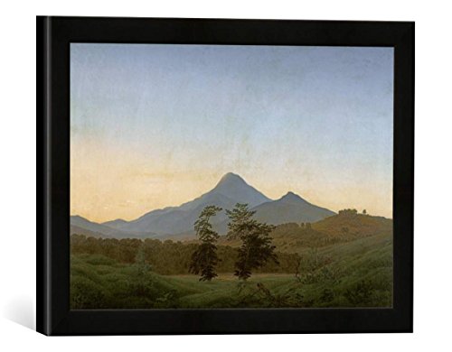 Gerahmtes Bild von Caspar David Friedrich Böhmische Landschaft, Kunstdruck im hochwertigen handgefertigten Bilder-Rahmen, 40x30 cm, Schwarz matt von kunst für alle