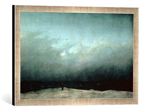 Gerahmtes Bild von Caspar David Friedrich Der Mönch am Meer, Kunstdruck im hochwertigen handgefertigten Bilder-Rahmen, 60x40 cm, Silber Raya von kunst für alle