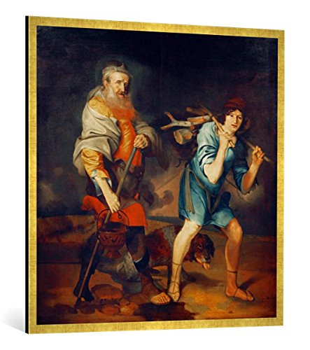 Gerahmtes Bild von Christopher Paudiß Abraham und Isaak auf dem Weg, Kunstdruck im hochwertigen handgefertigten Bilder-Rahmen, 100x100 cm, Gold Raya von kunst für alle