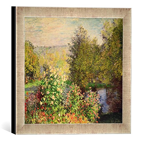 Gerahmtes Bild von Claude Monet A Corner of The Garden at Montgeron, 1876-7", Kunstdruck im hochwertigen handgefertigten Bilder-Rahmen, 30x30 cm, Silber Raya von kunst für alle