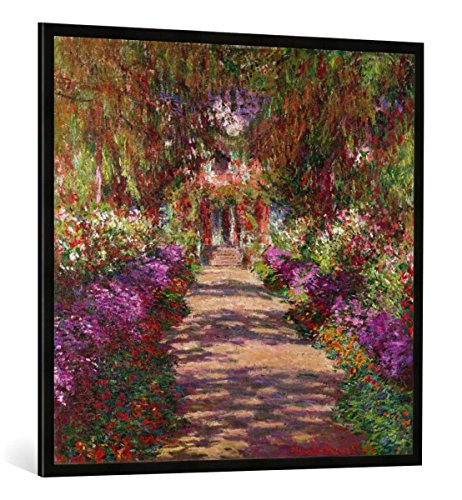 Gerahmtes Bild von Claude Monet A Pathway in Monet's Garden, Giverny, 1902", Kunstdruck im hochwertigen handgefertigten Bilder-Rahmen, 100x100 cm, Schwarz matt von kunst für alle