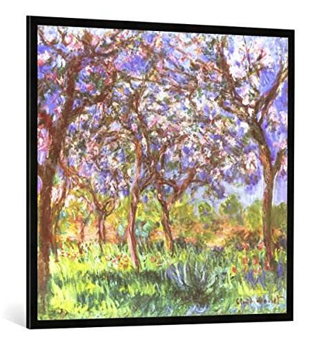 Gerahmtes Bild von Claude Monet C.Monet, Frühling in Giverny, Kunstdruck im hochwertigen handgefertigten Bilder-Rahmen, 100x100 cm, Schwarz matt von kunst für alle