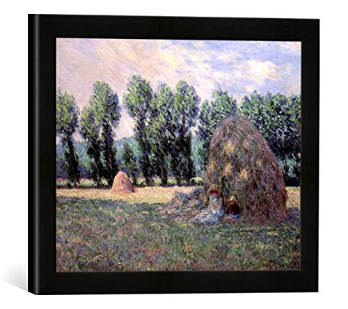 Gerahmtes Bild von Claude Monet Haystacks, 1885", Kunstdruck im hochwertigen handgefertigten Bilder-Rahmen, 40x30 cm, Schwarz matt von kunst für alle