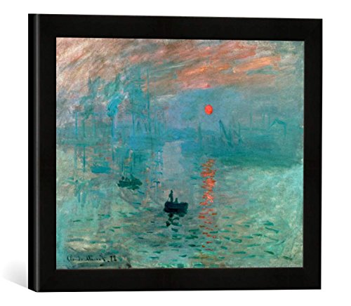 Gerahmtes Bild von Claude Monet Impression, Soleil Levant, Kunstdruck im hochwertigen handgefertigten Bilder-Rahmen, 40x30 cm, Schwarz matt von kunst für alle