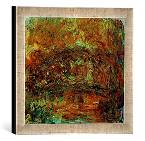 Gerahmtes Bild von Claude Monet Le Pont japonais (Die japanische Brücke), Kunstdruck im hochwertigen handgefertigten Bilder-Rahmen, 30x30 cm, Silber Raya von kunst für alle