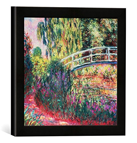 Gerahmtes Bild von Claude Monet Le Pont japonais, Kunstdruck im hochwertigen handgefertigten Bilder-Rahmen, 30x30 cm, Schwarz matt von kunst für alle