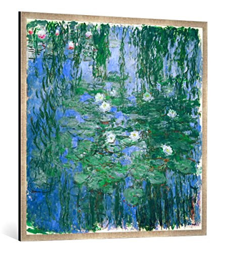 Gerahmtes Bild von Claude Monet Nymphéas, Kunstdruck im hochwertigen handgefertigten Bilder-Rahmen, 100x100 cm, Silber Raya von kunst für alle