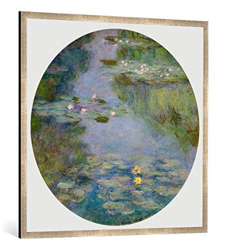 Gerahmtes Bild von Claude Monet Nymphéas, Kunstdruck im hochwertigen handgefertigten Bilder-Rahmen, 100x100 cm, Silber Raya von kunst für alle