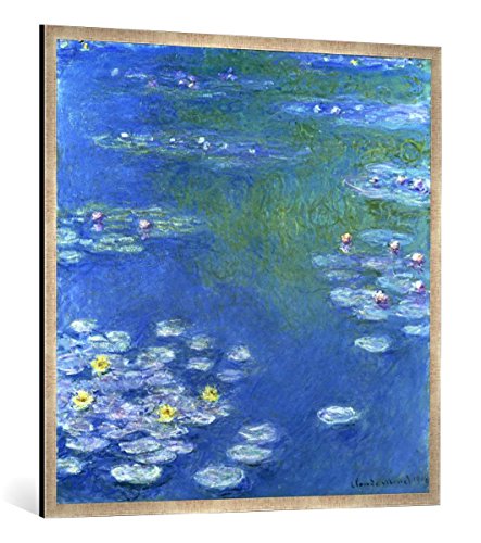 Gerahmtes Bild von Claude Monet Nymphéas, Kunstdruck im hochwertigen handgefertigten Bilder-Rahmen, 100x100 cm, Silber Raya von kunst für alle