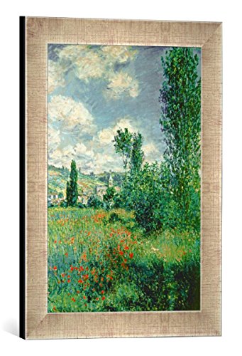 Gerahmtes Bild von Claude Monet Path Through The Poppies, ILE Saint-Martin, Vetheuil, 1880", Kunstdruck im hochwertigen handgefertigten Bilder-Rahmen, 30x40 cm, Silber Raya von kunst für alle