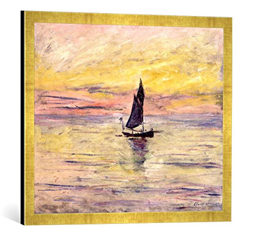 Gerahmtes Bild von Claude Monet The Sailing Boat, Evening Effect, 1885", Kunstdruck im hochwertigen handgefertigten Bilder-Rahmen, 70x50 cm, Gold Raya von kunst für alle