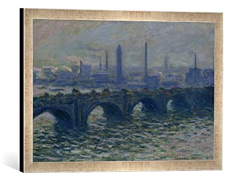 Gerahmtes Bild von Claude Monet Waterloo Bridge, 1902", Kunstdruck im hochwertigen handgefertigten Bilder-Rahmen, 60x40 cm, Silber Raya von kunst für alle