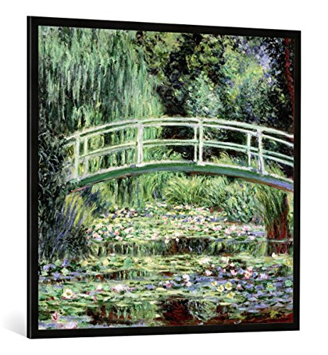 Gerahmtes Bild von Claude Monet White Waterlilies, 1899", Kunstdruck im hochwertigen handgefertigten Bilder-Rahmen, 100x100 cm, Schwarz matt von kunst für alle