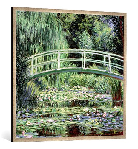 Gerahmtes Bild von Claude Monet White Waterlilies, 1899", Kunstdruck im hochwertigen handgefertigten Bilder-Rahmen, 100x100 cm, Silber Raya von kunst für alle
