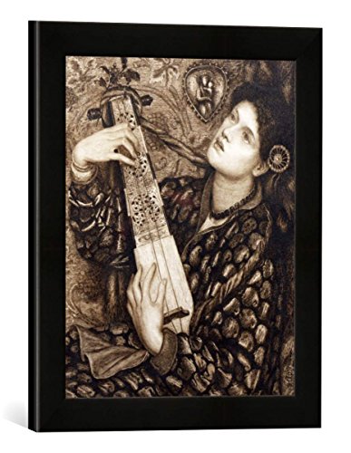 Gerahmtes Bild von Dante Gabriel nach Rossetti "A Christmas Carol, engraved by Eugene Gaujean (1850-1900) pub. by Robert Dunthorne, 1891", Kunstdruck im hochwertigen handgefertigten Bilder-Rahmen, 30x40 cm, Schwarz matt von kunst für alle