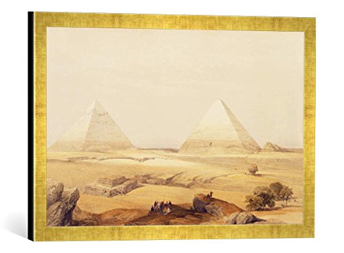 Gerahmtes Bild von David Roberts The Pyramids of Giza, from 'Egypt and Nubia', Vol.1, Kunstdruck im hochwertigen handgefertigten Bilder-Rahmen, 60x40 cm, Gold Raya von kunst für alle