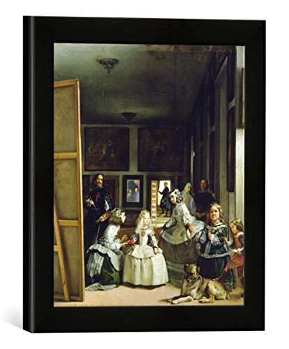 Gerahmtes Bild von Diego Rodriguez de Silva y Velasquez Las Meninas or The Family of Philip IV, c.1656, Kunstdruck im hochwertigen handgefertigten Bilder-Rahmen, 30x30 cm, Schwarz matt von kunst für alle
