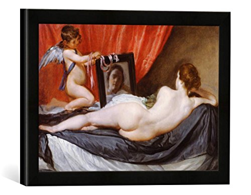 Gerahmtes Bild von Diego Rodriguez de Silva y Velasquez The Rokeby Venus, c.1648-51", Kunstdruck im hochwertigen handgefertigten Bilder-Rahmen, 40x30 cm, Schwarz matt von kunst für alle