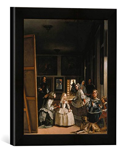 Gerahmtes Bild von Diego Rodriguez de Velazquez Die Hofdamen, Kunstdruck im hochwertigen handgefertigten Bilder-Rahmen, 30x30 cm, Schwarz matt von kunst für alle