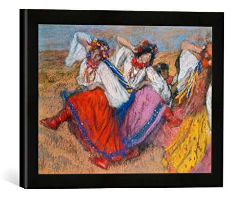 Gerahmtes Bild von Edgar Degas Russische Tänzerinnen, Kunstdruck im hochwertigen handgefertigten Bilder-Rahmen, 40x30 cm, Schwarz matt von kunst für alle