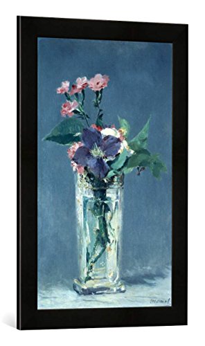 Gerahmtes Bild von Edouard Manet Oeillets et clematite Dans un vase de Cristal, Kunstdruck im hochwertigen handgefertigten Bilder-Rahmen, 40x60 cm, Schwarz matt von kunst für alle