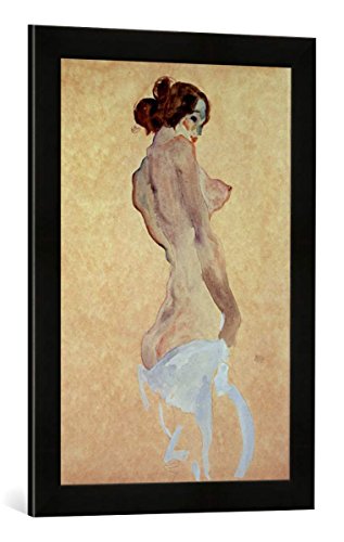 Gerahmtes Bild von Egon Schiele Standing Female Nude, 1912", Kunstdruck im hochwertigen handgefertigten Bilder-Rahmen, 40x60 cm, Schwarz matt von kunst für alle