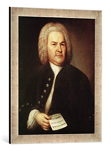 Gerahmtes Bild von Elias Gottlob Haußmann Johann Sebastian Bach, Kunstdruck im hochwertigen handgefertigten Bilder-Rahmen, 40x60 cm, Silber Raya von kunst für alle