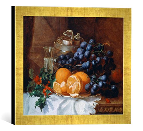 Gerahmtes Bild von Eloise Harriet Stannard A Christmas Still Life, Kunstdruck im hochwertigen handgefertigten Bilder-Rahmen, 40x30 cm, Gold Raya von kunst für alle