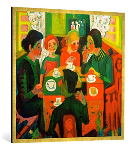 Gerahmtes Bild von Ernst-Ludwig Kirchner Kaffeetisch, Kunstdruck im hochwertigen handgefertigten Bilder-Rahmen, 100x100 cm, Gold Raya von kunst für alle