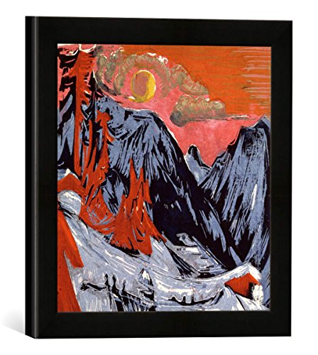 Gerahmtes Bild von Ernst Ludwig Kirchner Mountains in Winter, 1919", Kunstdruck im hochwertigen handgefertigten Bilder-Rahmen, 30x30 cm, Schwarz matt von kunst für alle