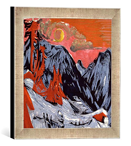 Gerahmtes Bild von Ernst Ludwig Kirchner Mountains in Winter, 1919", Kunstdruck im hochwertigen handgefertigten Bilder-Rahmen, 30x30 cm, Silber Raya von kunst für alle