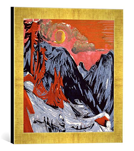 Gerahmtes Bild von Ernst Ludwig Kirchner Mountains in Winter, 1919", Kunstdruck im hochwertigen handgefertigten Bilder-Rahmen, 30x40 cm, Gold Raya von kunst für alle