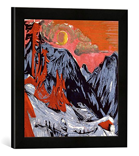 Gerahmtes Bild von Ernst Ludwig Kirchner Mountains in Winter, 1919", Kunstdruck im hochwertigen handgefertigten Bilder-Rahmen, 30x40 cm, Schwarz matt von kunst für alle