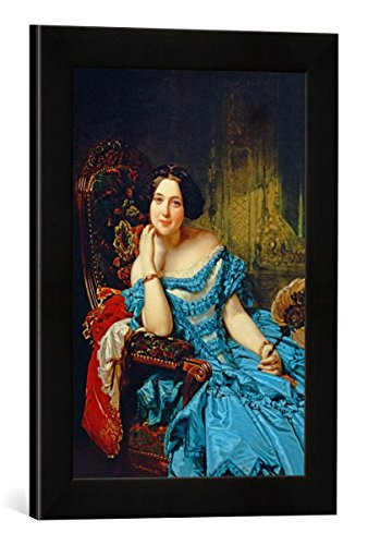 Gerahmtes Bild von Federico de Madrazo y Kuntz "Portrait of Amalia de Llano u Dotres (1821-74), Countess of Vilches, 1853", Kunstdruck im hochwertigen handgefertigten Bilder-Rahmen, 30x40 cm, Schwarz matt von kunst für alle