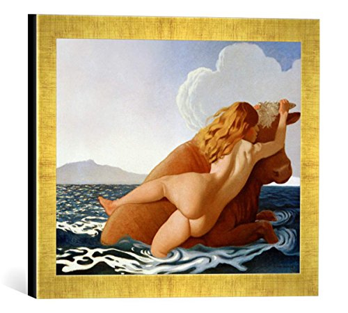 Gerahmtes Bild von Felix Edouard Vallotton L'Enlèvement d'Europe, Kunstdruck im hochwertigen handgefertigten Bilder-Rahmen, 40x30 cm, Gold Raya von kunst für alle