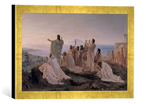 Gerahmtes Bild von Feodor Andrejewitsch Bronnikow Der Sonnenhymnus des Pythagoras, Kunstdruck im hochwertigen handgefertigten Bilder-Rahmen, 40x30 cm, Gold Raya von kunst für alle